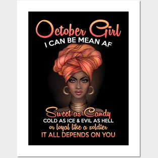 Queens Are Born In October Birthday T-Shirt for Black Women Posters and Art